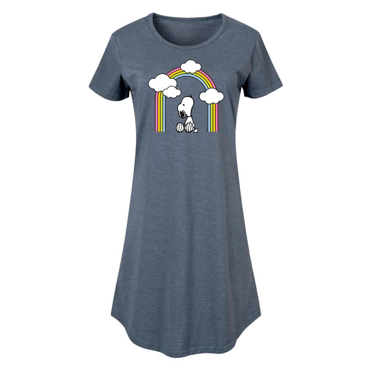 Women's - Peanuts - Snoopy Looking Up Rainbow Graphic T-shirt Dress
