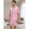 Lars Amadeus Men's Short Sleeves Top and Pants Solid Color Satin Pajama Sets 2 Pack - 3 of 4