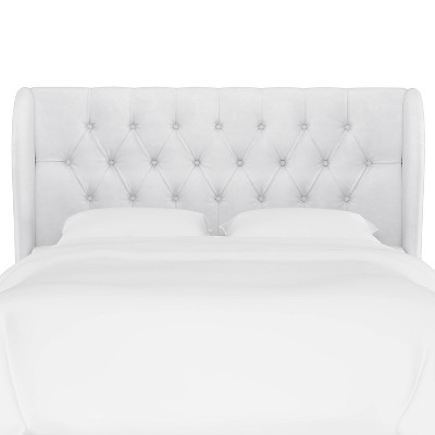 Queen Tufted Upholstered Wingback Headboard Velvet White - Skyline ...