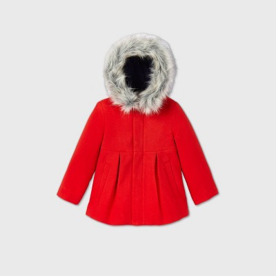 Girls' Faux Wool Jacket - Cat & Jack™ Red Xs : Target