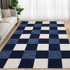 Washable Modern Checkered Plaid Rug Non Slip Low Pile Rug Soft Geometric Throw Floor Cover Foldable Indoor Carpet for Living Room Bedroom Playroom - 3 of 4
