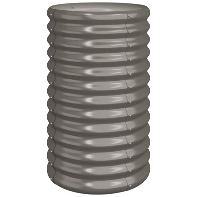 vidaXL Gray Garden Planter - Powder-Coated Steel, Round Shape, Weather-Resistant, Rust Resistant, Outdoor Raised Bed for Planting Vegetables