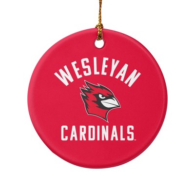 Wesleyan University Cardinals Logo Porcelain Holiday Christmas Tree Ornament