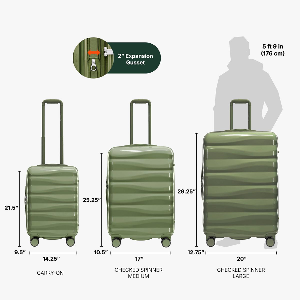 Traveler’s Choice Edinburgh 3pc Luggage Set with Packing Cubes - thumbnail 4