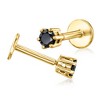 Pure Collection by Ross-Simons 0.10 ct. t.w. Black Diamond Flat-Back Stud Earrings in 14kt Yellow Gold - 3 of 4