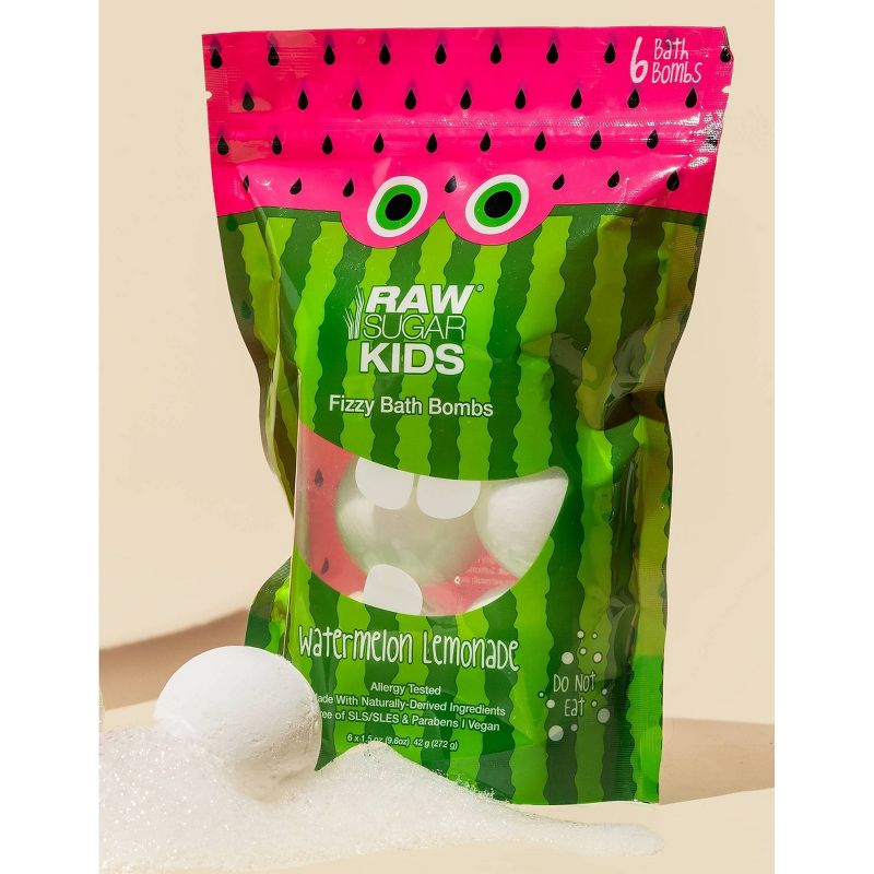 Raw Sugar Kids&#39; Bath Bomb - Watermelon + Lemonade - 9.6oz/6ct, 3 of 8