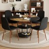 5 Piece Dining Set Splicing Round Dining Table Set Kitchen Table Set with 4 Dining Chairs&Double-layer Storage Table-ModernLuxe - 2 of 4