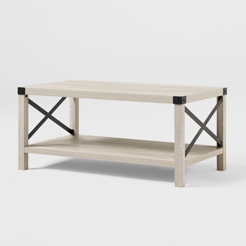 Sophie Rustic Industrial X Frame Coffee Table - Saracina Home, 5 of 15