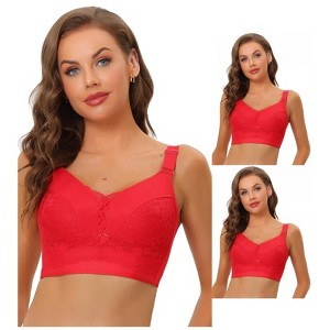 INSPIRE CHIC Women's Available Full Coverage Wide Straps Longline Hem Wirefree Bra 3 Packs - 1 of 4