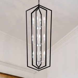 BAOURE 4 Light Chandelier,18.11 in Gold Lantern Light Fixtures with Farmhouse Metal Cage Adjustable Height for Dining Room Hallway Foyer - 1 of 4
