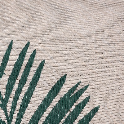 Tropical Palm Floral Green Synthetic 2'x7' Indoor/Outdoor Rug