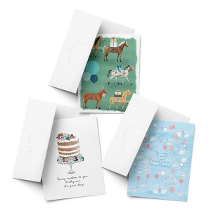 Birthday Greeting Card Pack (3ct) "Swan, Cake, Horse" by Ramus & Co - 1 of 4
