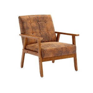 NicBex Velvet Fabric Accent Chair,Upholstered Living Room Chairs with Mid-Height Backrest,Mid-Century Arm Chair,Accent Chairs for Living Room - 1 of 4