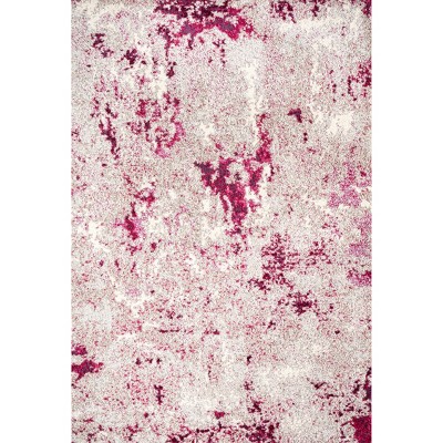 Maroon and Gray Abstract 4' x 6' Synthetic Area Rug