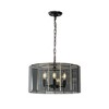 ALOADECOR 5-Light 20'' Modern Smoked Glass Drum Brass Chandelier Dimmable and Ajustable For Dining Room Living Room - 3 of 4