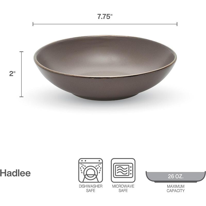 Pfaltzgraff Hadlee Grey Set of 4 Pasta Bowls, 7.75 Inch, 3 of 6