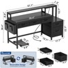 WOWLIVE 57 inch Gaming Desk with LED Lights & Power Outlet, Computer Desk with Monitor Stand and 5 Storage Drawers for Home Office - 3 of 4
