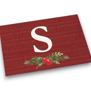 Personalization Mall Nostalgic Noel Burgundy Doormat, 18 x 27 - 1 of 1