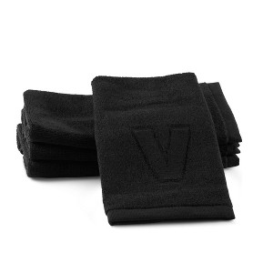 Waterdale Collection - Black Initial Embossed Finger Towel - 1 of 4