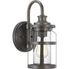 Progress Lighting Haslett 1-Light Outdoor Wall Lantern in Antique Pewter with Seeded Glass Shade - 4 of 4