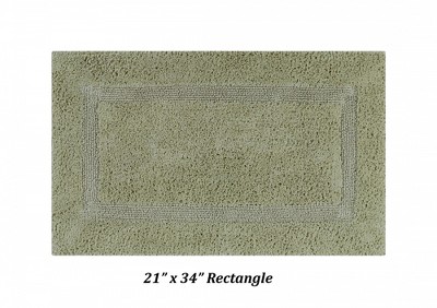 Luxurious Sage Green Cotton Tufted Reversible Bath Rug Set