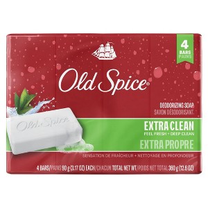 Old Spice Bar Soap for Men, Extra Clean, 3.17 oz, 4 Bars - 1 of 4