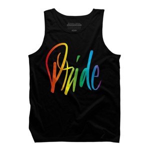 Adult Design By Humans Rainbow Cursive Letters Pride By machmigo Tank Top - 1 of 2