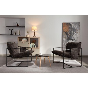 CAVINAS Modern Minimalist Accent Chair,Set of 2,Upholstered Hanging Armchair with Arm Pocket&Metal Frame,Leisure Chair for Living Room - 1 of 4