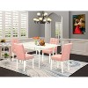 5-Piece Linen White Finish Solid Wood Top - Rectangular Dining Room Set  (Seats-4) - 2 of 4