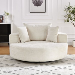 NicBex Couches for Living Room 55''L Chenille Single Swivel Sofa Chair Fluffy Modern Sleeper 360 Degree Swivel Chair with 3 Throw Pillows - 1 of 4