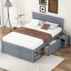 GDFStudio Elton 4 Piece Wood Storage Bedroom Furniture Sets with Headboard, Shelves, Drawer and Nightstand - 2 of 4