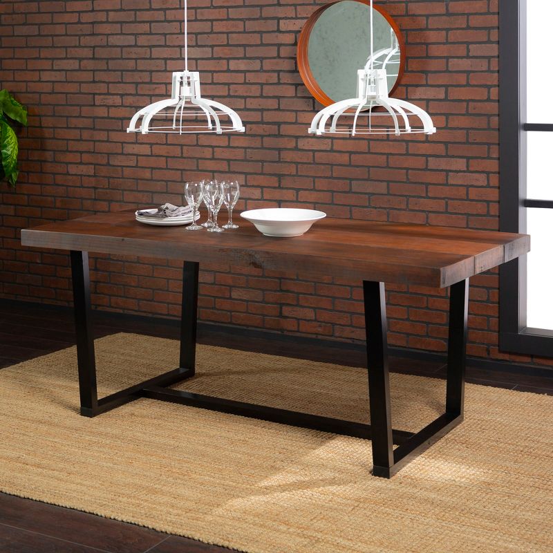 72" Modern Farmhouse Solid Wood Distressed Plank Top Dining Table - Saracina Home, 3 of 10