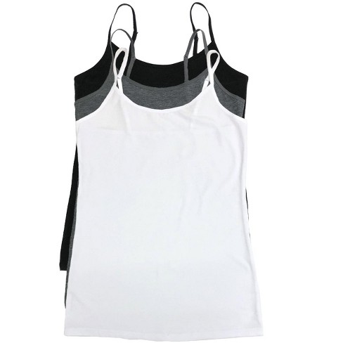 Felina Womens Cotton Modal Camisole, Adjustable Cotton Tank Top 3-Pack  (Black Grey White, Small)