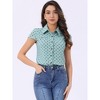 INSPIRE CHIC Women's Short Sleeve Vintage Polka Dots Button Up Blouse - 3 of 4