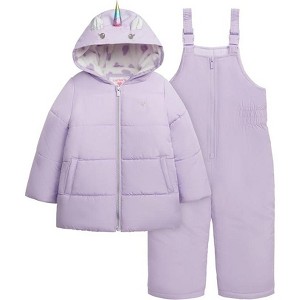 Carter's Girls' Heavyweight 2-Piece Skisuit Snowsuit, Purple Unicorn - 1 of 4