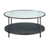 2pc Modern Occasional Table Set Coffee Table Glass Top End Table Black Metal Finish Living Room Furniture - 4 of 4
