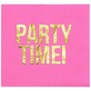 Blue Panda 50 Pack Hot Pink Napkins with Gold Foil Party Time, 5x5 Inch Birthday Cocktail Napkins for Party Celebrations - 4 of 4