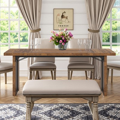 MAYEERTY Rectangular Dining Table, 71" Farmhouse Breakfast Table for 6 to 8 People