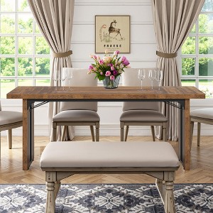 MAYEERTY Rectangular Dining Table, 71" Farmhouse Breakfast Table for 6 to 8 People - 1 of 4