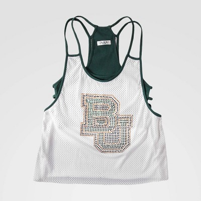 NCAA Baylor Bears Mesh Spaghetti Rhinestone Tank Top - White XL