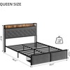 Bed Frame with Storage Headboard and 2 Drawers LED Lights - 2 of 4