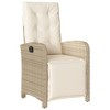 vidaXL 5 Piece Patio Dining Set - Beige Poly Rattan Outdoor Recliner Chairs with Cushions and Tempered Glass Table for Garden Balcony - 3 of 4