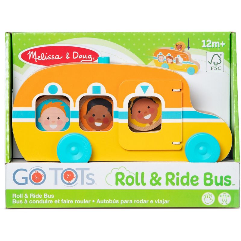 Melissa &#38; Doug GO Tots Wooden Roll &#38; Ride Bus with 3 Disks, 3 of 17