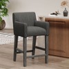 Lyngins Contemporary 26" H Counter Height Bar Stool with Rounded Armrests, Upholstered Counter Stools with Solid Rubberwood H-Frame Base - 2 of 4