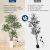 Artificial Ficus Tree,Tall Faux Floor Plant with White Tall Planter -Fake Plants for Home Decor Indoor with 3 Natural Trunks & White-Edged Leaves - 4 of 4