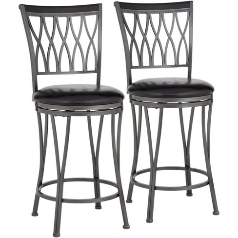 Black metal discount stools with back