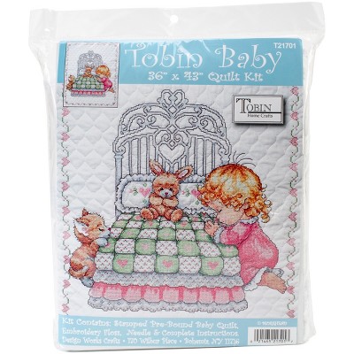 Tobin Stamped Quilt Cross Stitch Kit 34"X43"-Bedtime Prayer