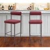 HomeRoots Set of Two 30" Red and Bronze Shearling and Steel Low Back Bar Height Bar Chairs - 2 of 4