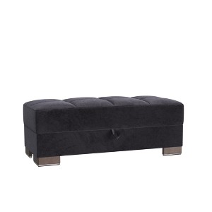 HomeRoots 52" Black and Brown Microfiber Tufted Storage Ottoman - 1 of 4
