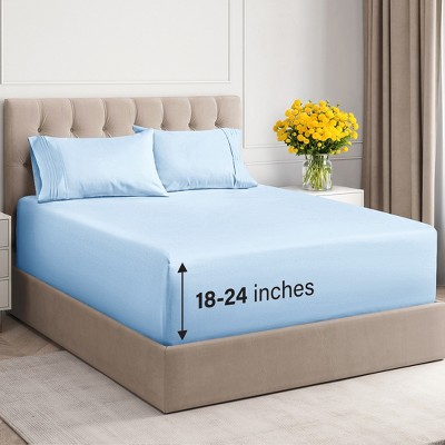 Extra Deep Pocket 4 Piece Sheet Set - Soft Bed Sheets, Fits 18"-24" Mattresses - CGK Linens